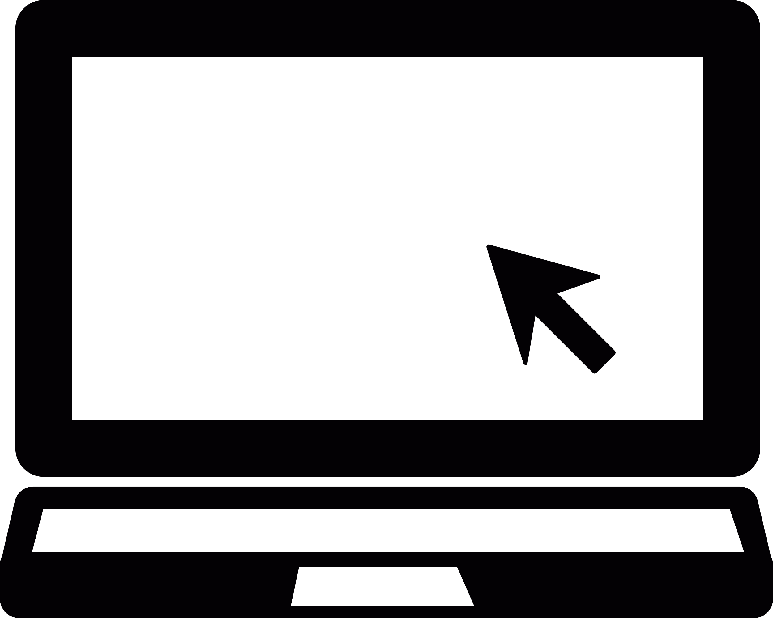 Laptop With Mouse Cursor Svg Line Art Free Vectors
